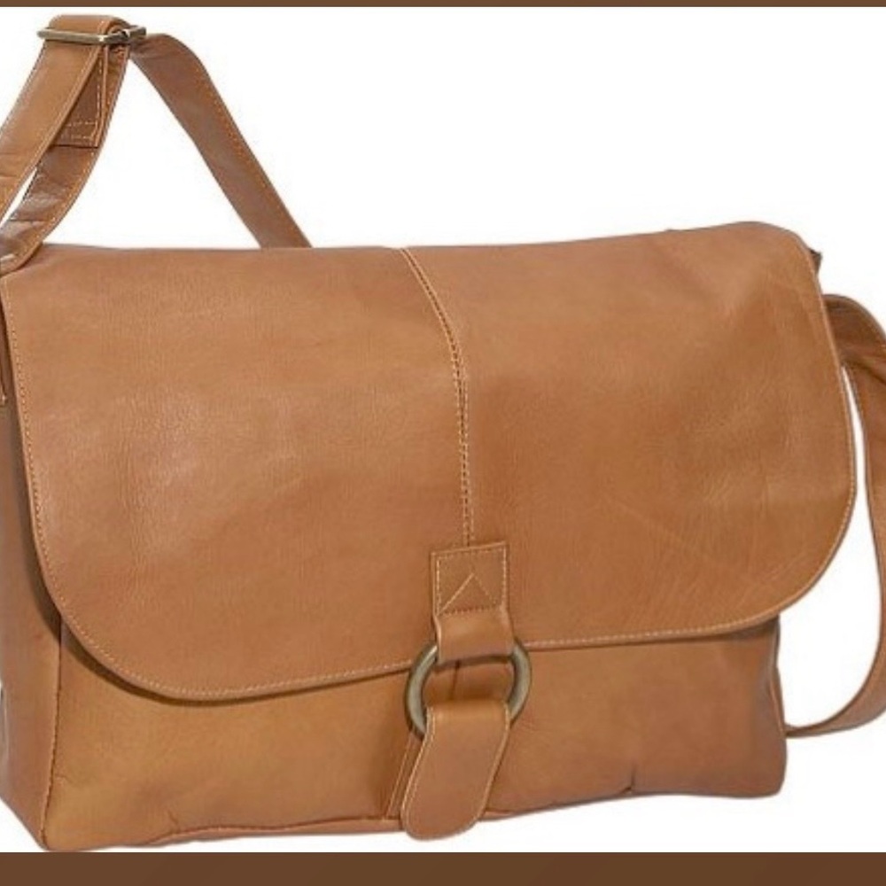 David King Half Flap Messenger Bag-Tan